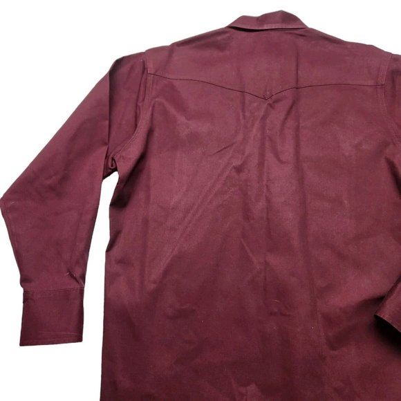 Vintage Wrangler Maroon Bushpopper Heavy Denim Pearl Snap Long Sleeve XL - Picture 3 of 5